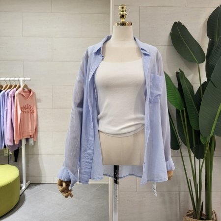 거즈 워싱 무지 박스셔츠