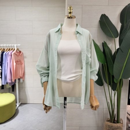 거즈 워싱 무지 박스셔츠