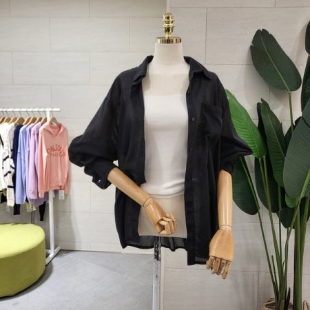 거즈 워싱 무지 박스셔츠