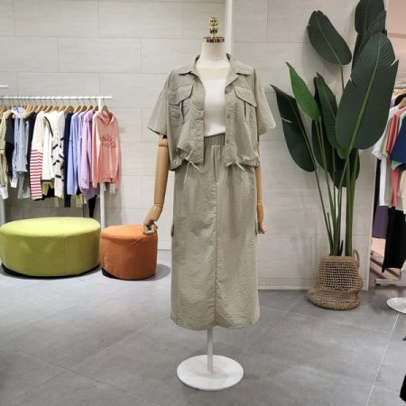 바스락 카고 스커트 세트