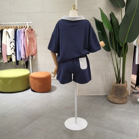 포켓 배색카라 반바지세트