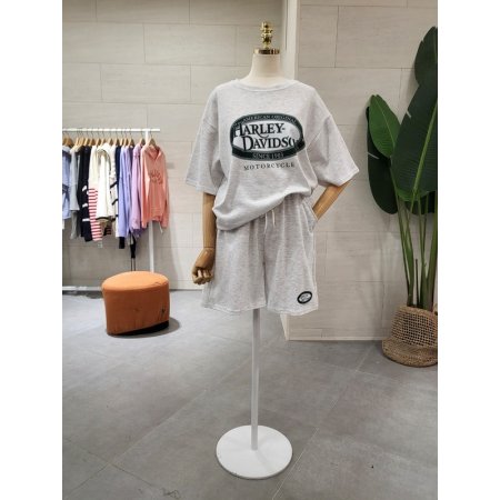 할리 프린팅 반바지 세트