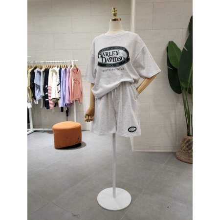 할리 프린팅 반바지 세트