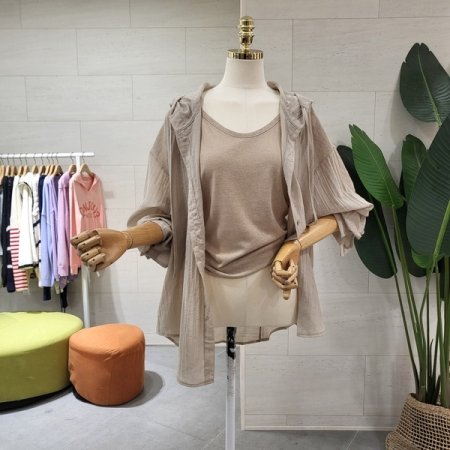 루즈핏 민소매 후드셔츠 세트