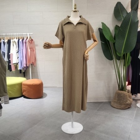 카라 주름 롱원피스