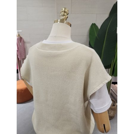 라벨 V니트 반바지세트