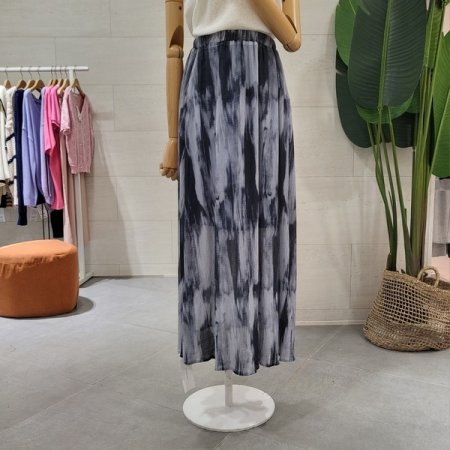 쉬폰 물나염 롱스커트