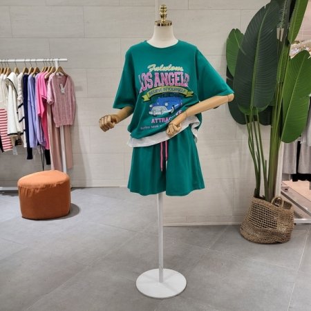 로스 빈티지 프린팅 반바지 세트