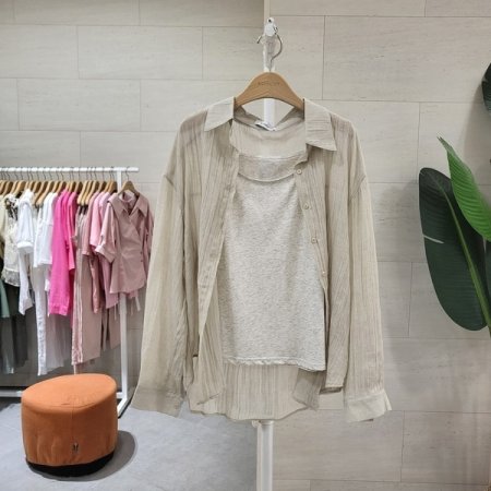 린넨 민소매세트 남방