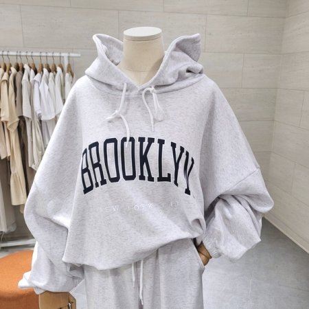 브루 레터링 후드 조거세트