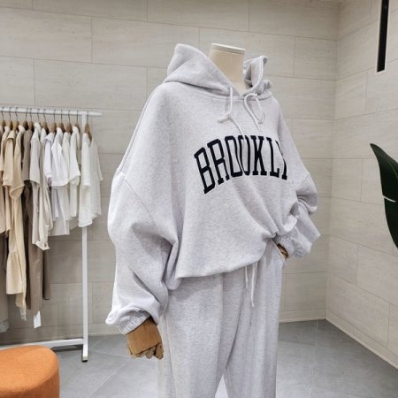 브루 레터링 후드 조거세트