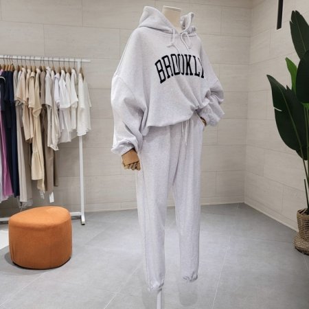 브루 레터링 후드 조거세트