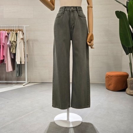 피그먼트 컬러 코튼 통팬츠