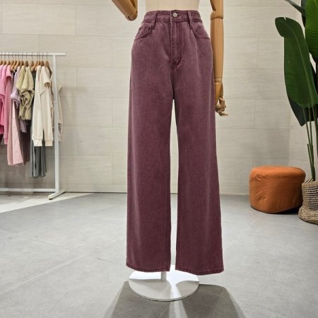 피그먼트 컬러 코튼 통팬츠