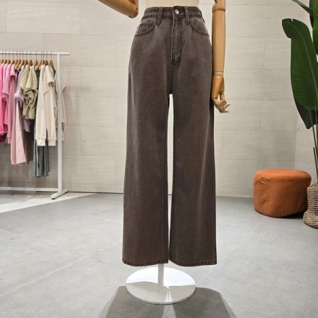 피그먼트 컬러 코튼 통팬츠