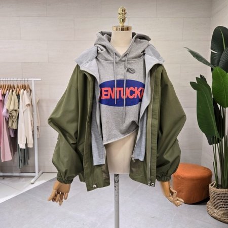 루즈핏 후드탈착 야상점퍼