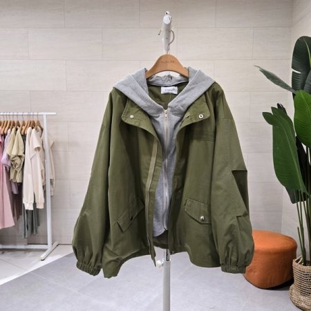 루즈핏 후드탈착 야상점퍼