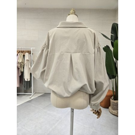 밑단스트링 볼륨소매 셔츠