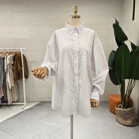 박시핏 옥스퍼드 롱셔츠