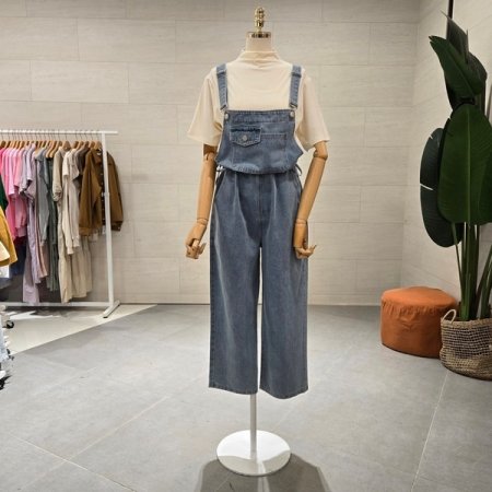 빈티지 허리끈 멜빵 바지