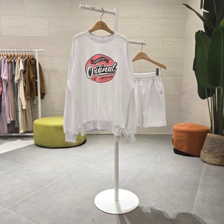 빈티지 핑크 프린팅 맨투맨세트