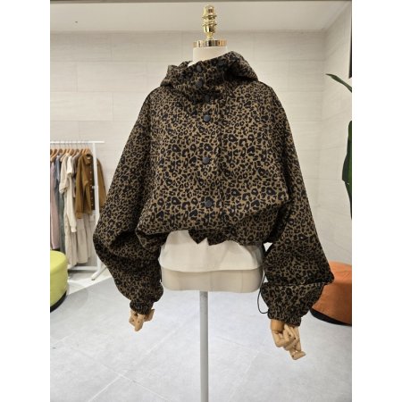 루즈핏 레오파드 후드점퍼