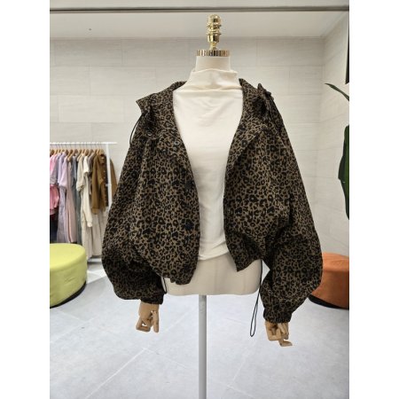 루즈핏 레오파드 후드점퍼