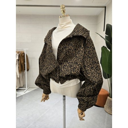 루즈핏 레오파드 후드점퍼