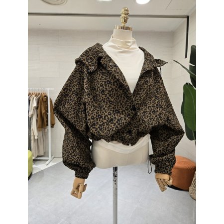 루즈핏 레오파드 후드점퍼