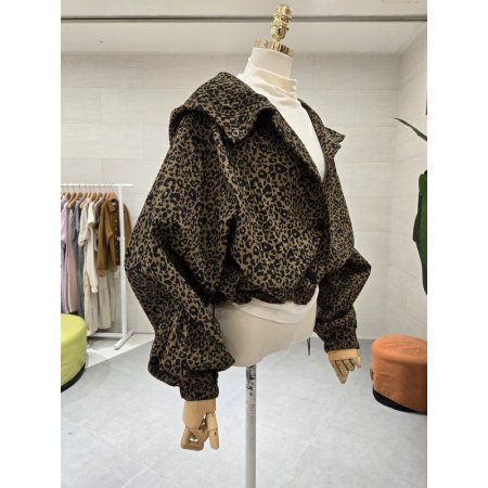 루즈핏 레오파드 후드점퍼