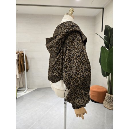 루즈핏 레오파드 후드점퍼