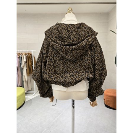 루즈핏 레오파드 후드점퍼