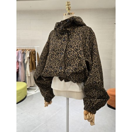 루즈핏 레오파드 후드점퍼