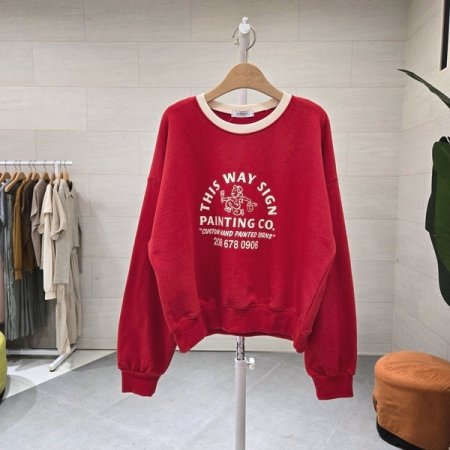 넥 배색 페인팅 맨투맨