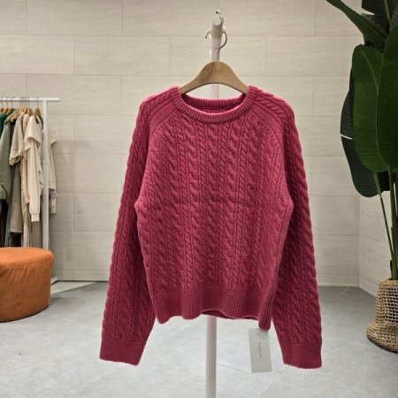 둥근넥 꽈배기니트