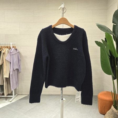 보카시 이중넥 니트