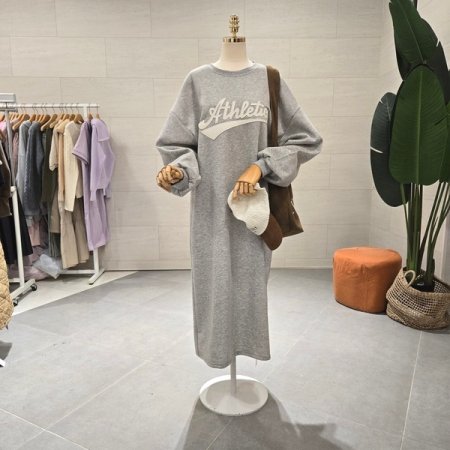 기모 에슬패치 롱 원피스