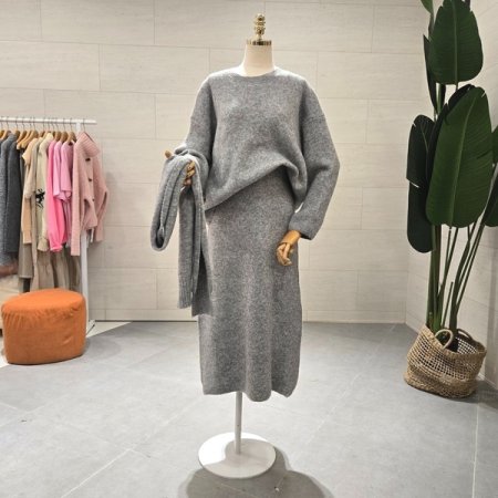 니트 머플러 스커트 세트