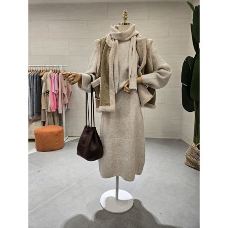 니트 머플러 스커트세트