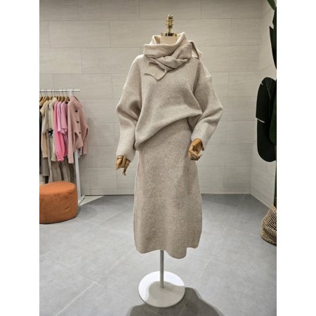 니트 머플러 스커트세트