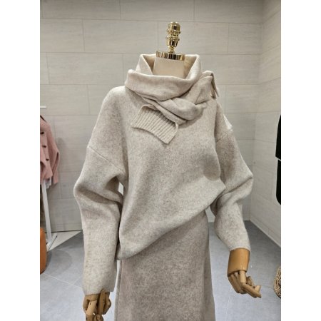 니트 머플러 스커트세트