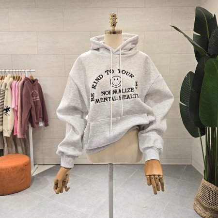 기모 마인 스마일자수 후드 맨투맨