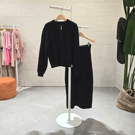 골지니트 집업투웨이 스커트세트