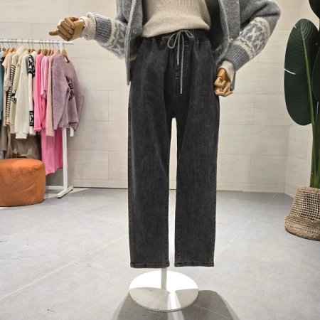 기모 밴드배기 데님팬츠