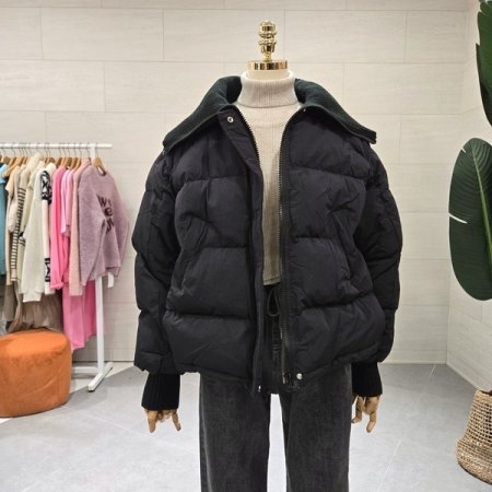 니트 빅카라 패딩점퍼