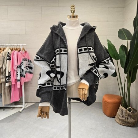 박시핏 노르딕 후드 니트집업