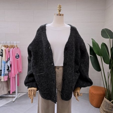 브이 니트짜임 투버튼 가디건