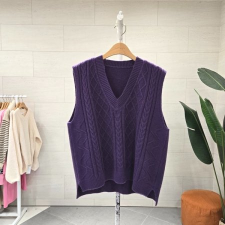 루즈핏 컬러 꽈 니트조끼