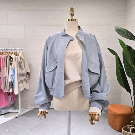 차이나 버튼 블루종 자켓