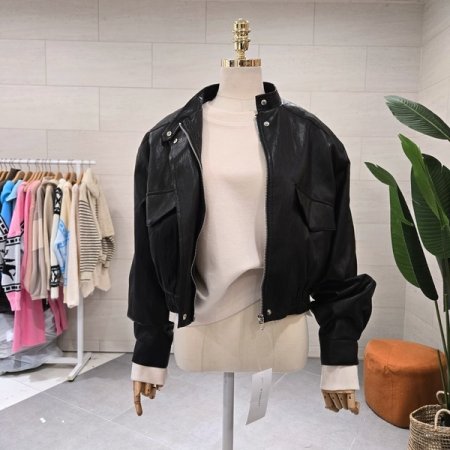 차이나 버튼 블루종 자켓